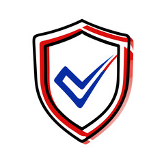 Wall Mural - shield icon with checkmark, security approval concept