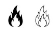 © EngAhmedPixel - Flame Icons: A set of two stylized flame icons, one solid black and the other outlined, conveying a sense of energy, warmth, and potential danger.
