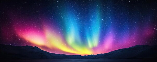 aurora borealis northern lights concept. a stunning display of the northern lights illuminating a ni