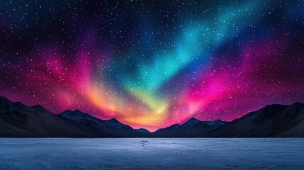 aurora borealis northern lights idea. vibrant aurora borealis illuminating a starry sky above a froz