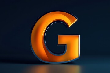 Leinwandbilder - Bold orange letter G illuminated against a dark background in a creative design visual