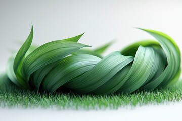 Poster - Intricate patterns of green leaves entwined on grass create a striking natural display in bright light