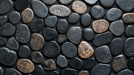 Black stone with grey cement texture, clean and minimal flat lay composition, conveying simplicity and modern elegance.