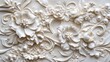 © kucret - Elegant white floral 3D wall art; ornate design, pearl accents; textured background; home decor