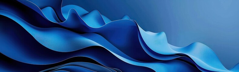 Wall Mural - blue abstract background wavy ripple dark tone curve horizontal.