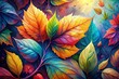 © prapatsorn - Vibrant Surreal Watercolor Leaf Art: Rule of Thirds Composition