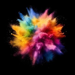 color powder explosion, isolated on a black background