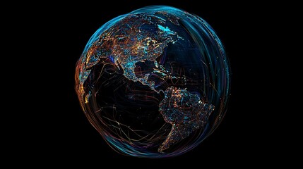 Wall Mural - earth with an abstract globe design, showing global networks in motion