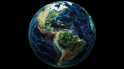 Wall Mural - earth with an abstract globe design, showing global networks in motion