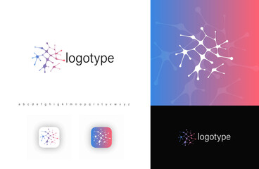 Aufkleber - Abstract neural network logo, representing artificial intelligence, technology, and data connection. Ideal for AI companies, biotech, and digital startups. Modern vector logo