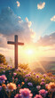 © MOTOKO Stock - 'He Is Risen Easter Background: A Serene Landscape for Church Bulletins, Invitations, and Social Media Celebrations'