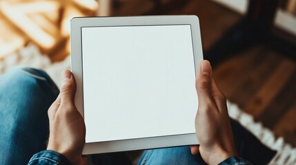 Professional Image of Person Holding Tablet with Ample Copy Space for Text Usage