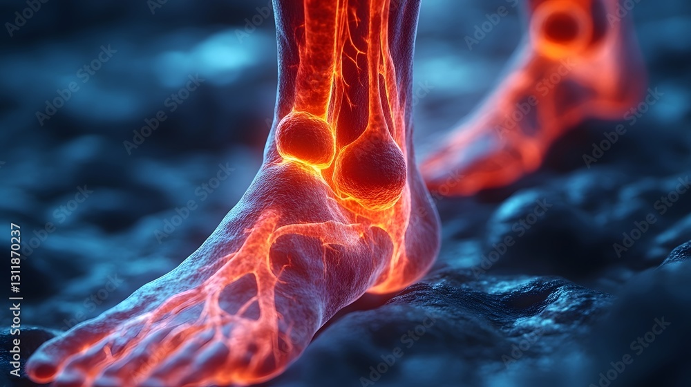 Medical concept of deep vein thrombosis in the leg, high-detail 3D ...