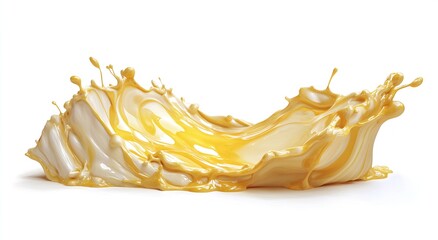 Aufkleber - Vibrant Splash of Yellow Creamy Liquid Creating Artistic Shape on White Background : Generative AI
