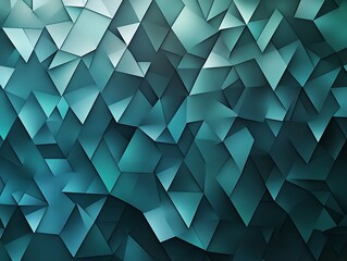 Fototapete - Intricate Teal Geometric Shapes and Triangles Background with 3D Effect : Generative AI