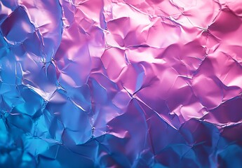 Leinwandbilder - Crumpled Paper Texture in Gradient Shades of Pink and Blue : Generative AI