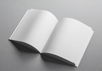 Leinwandbilder - Open Blank Book with Empty Pages on Grey Surface for Customization and Writing : Generative AI