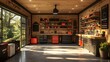 © Sopacha - 3D visualization of a functional garage with custom shelving, efficient tool storage, and a smooth epoxy floor