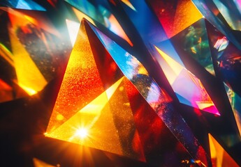 Fototapete - Colorful Crystal Prisms Reflecting Vibrant Light Patterns in Abstract Background : Generative AI