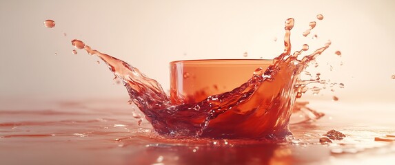 Aufkleber - Vibrant red liquid splashing from a bowl creating stunning visual impact : Generative AI