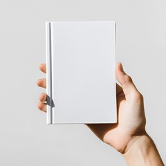 Fototapete - Hand displaying a minimalist white book cover for artistic and publishing purposes in design : Generative AI