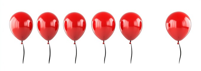 Poster - Shiny red balloons in a row creating a joyful festive atmosphere for celebrations : Generative AI