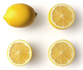 Aufkleber - Vibrant Yellow Lemons Freshly Cut Displaying Juicy Segments in a Clean Layout : Generative AI