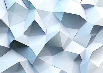 Leinwandbilder - Geometric Blue and White Abstract Background with 3D Triangular Shape Variation : Generative AI