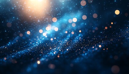 Poster - Stunning Blue Background with Sparkling Bokeh Effects Ideal for Festive and Inspirational Designs : Generative AI