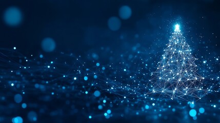 Aufkleber - Stunning Digital Christmas Tree Made of Dazzling Blue Lights : Generative AI