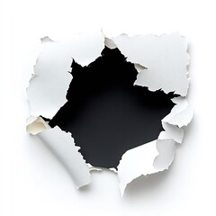 Fototapete - Tattered paper with a striking black center exuding an artistic flair for bold designs : Generative AI