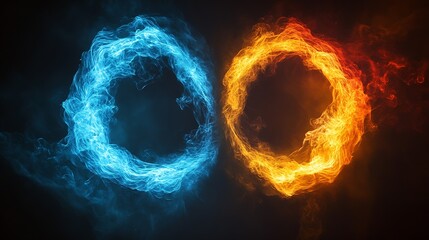Fototapete - Fire and Ice Elements Representing the Duality of Nature and Energy Clash : Generative AI