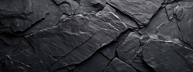 Fototapete - Textured Dark Slate Background with Layered Rocks for Creative Design Projects : Generative AI