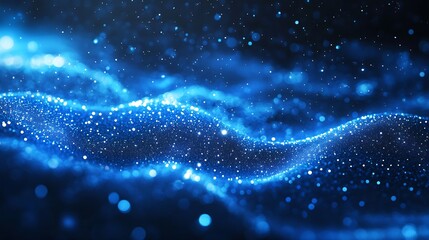 Aufkleber - Magical blue shimmering waves creating a surreal and enchanting atmosphere of sparkling light : Generative AI