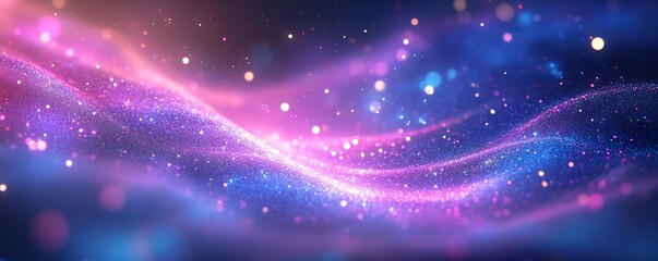 Poster - Soft Glowing Waves of Pink and Blue Light Creating a Dreamy Atmosphere : Generative AI