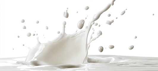 Fototapete - Dynamic Splash of White Liquid Creating Artistic Patterns on a Bright Background : Generative AI