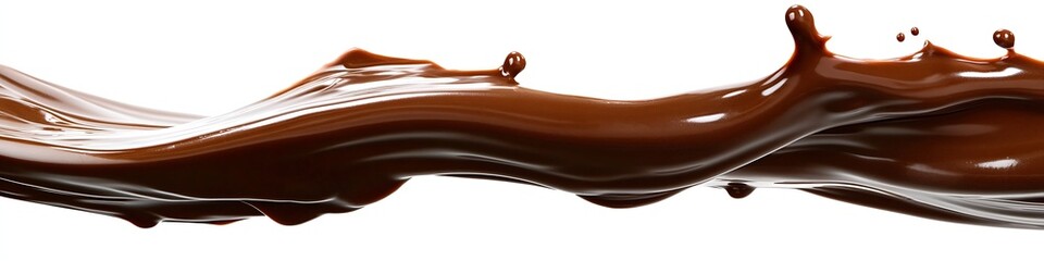 Aufkleber - Silky Smooth Chocolate Sauce Flowing Gracefully Over a White Canvas : Generative AI