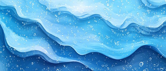 Poster - Stylized Layered Ocean Waves with Bubbles for Creative Textures and Backgrounds : Generative AI