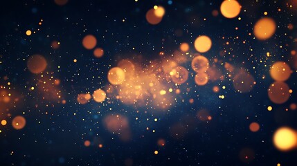 Poster - Abstract Background with Glittering Light Particles in Golden and Blue Shades : Generative AI