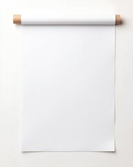 Fototapete - Empty white paper roll hanging from a wall perfect for creative printing and presentations : Generative AI