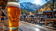 © Ulitka - Enjoying a refreshing pilsner beer in a vibrant outdoor setting surrounded by mountains and lively crowds