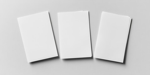 Aufkleber - Three blank sheets of white paper creatively stacked in an organized manner ideal for design or office use : Generative AI