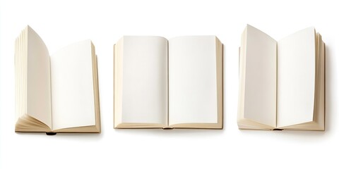 Leinwandbilder - Three open blank books ready for creative writing or personal thoughts inspiration : Generative AI