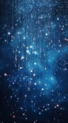 Aufkleber - Elegant Blue Background with Hanging Crystals and Shining Sparkling Lights : Generative AI