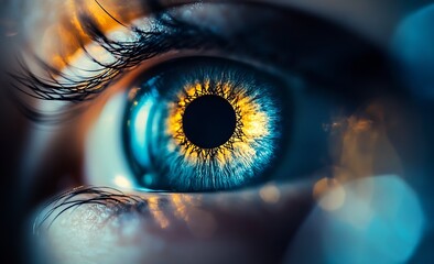Aufkleber - Close Up Of Stunning Blue Eye With Vibrant Color Effects : Generative AI
