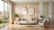 © VisualVault - Serene Living Room Interior Design with Neutral Color Palette and Natural Light