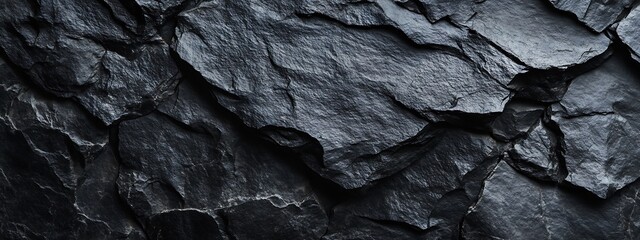 Fototapete - Richly Textured Dark Slate Rock with Irregular Shapes for Stunning Presentations : Generative AI