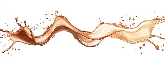 Fototapete - Dynamic Chocolate Splash Art on White Background for Creative Designs and Food Photography : Generative AI