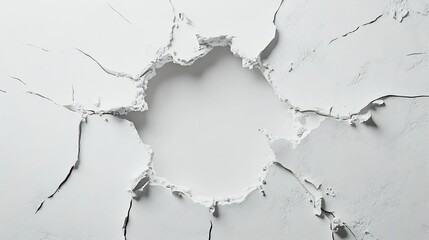 Poster - Realistic Wall Break Concept with Cracked Surface Showing Empty White Space : Generative AI
