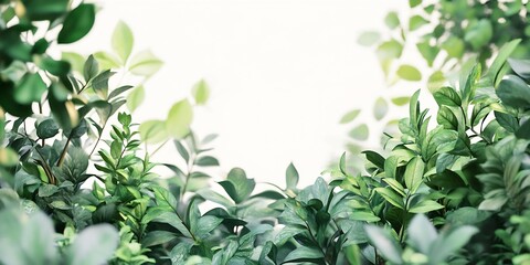 Poster - Lush Green Leaves Frame a Blank Space for Design or Artwork in Nature Inspired Setting : Generative AI